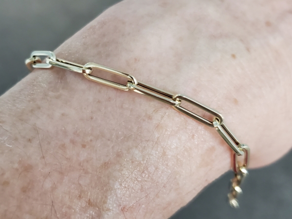 14k Yellow Gold Paperclip Link Bracelet by Royal Chain